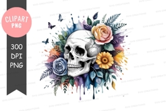 Floral skull clipart png Product Image 1