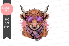 Stylish highland cow clipart png Product Image 1