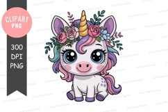 Adorable unicorn clipart png Product Image 1