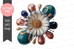 Colorful daisy with droplets clipart png Product Image 1