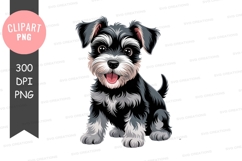 Happy black and white puppy clipart png Product Image 1