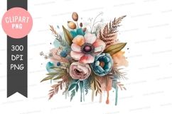 Colorful floral bouquet clipart png Product Image 1