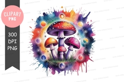 Colorful mushrooms clipart png Product Image 1