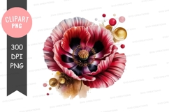 Vibrant poppy flower clipart png Product Image 1