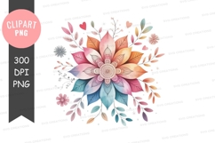 Colorful floral mandala clipart png Product Image 1