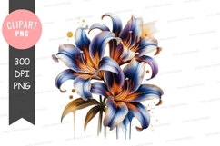 Blue and orange lilies clipart png Product Image 1