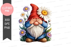 Gnome with flowers clipart png Product Image 1