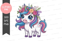 Colorful unicorn clipart png Product Image 1