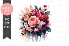 Vibrant floral bouquet clipart png Product Image 1