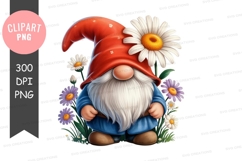 Gnome with flowers clipart png Product Image 1