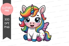 Cute rainbow unicorn clipart png Product Image 1