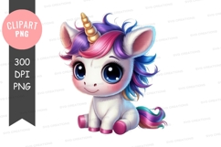 Colorful unicorn clipart png Product Image 1