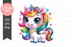 Colorful unicorn clipart png Product Image 1