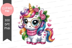 Colorful unicorn with glasses and flowers Product Image 1