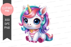Colorful unicorn clipart png Product Image 1