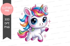 Colorful unicorn clipart png Product Image 1