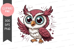Cute pink owl clipart png Product Image 1