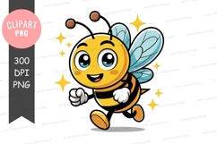Cheerful bee clipart png Product Image 1