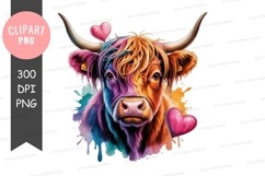 Colorful highland cow clipart png Product Image 1