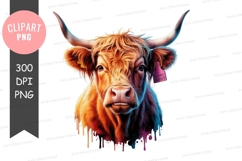 Colorful highland cow clipart png Product Image 1