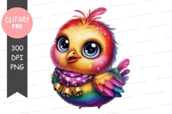 Colorful baby bird clipart png Product Image 1
