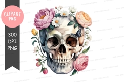 Floral skull clipart png Product Image 1