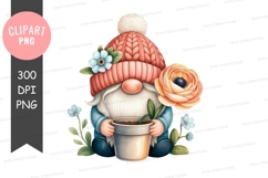 Gnome with potted plant clipart png Product Image 1