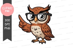 Intelligent owl with glasses clipart png Product Image 1