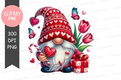 Valentine's day gnome clipart png Product Image 1