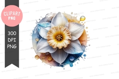 White flower with watercolor splash Product Image 1