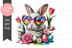 Funny easter bunny with heart-shaped sunglasses Product Image 1