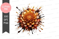 Vibrant orange flower with paint splatter Product Image 1