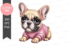 Adorable french bulldog puppy in pink sweater Product Image 1