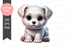 Adorable white puppy clipart png Product Image 1