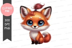 Cute cartoon fox clipart png Product Image 1
