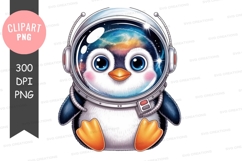 Adorable penguin in astronaut suit clipart png Product Image 1