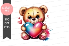 Cuddly bear holding heart clipart png Product Image 1