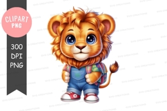 Cartoon lion cub with backpack Product Image 1