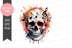 Skull with musical notes clipart png Product Image 1