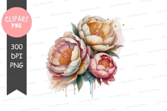 Delicate peony bouquet clipart png Product Image 1