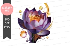 A vibrant illustration of a blue and white crocus flower wit Product Image 1