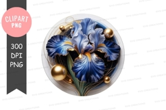 Blue iris bouquet with golden accents Product Image 1