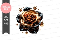 Golden rose with black leaves clipart png Product Image 1