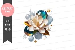 Elegant floral with bubbles clipart png Product Image 1