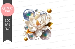 Elegant white flower with bubbles clipart png Product Image 1