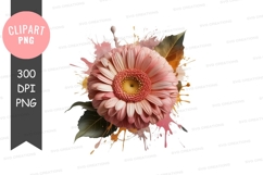 Pink gerbera daisy with paint splatter Product Image 1