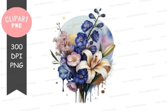 Elegant bouquet of flowers clipart png Product Image 1