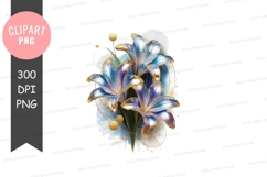 Blue lilies with golden accents clipart png Product Image 1