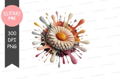 Colorful paint splatter daisy clipart png Product Image 1