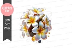White and yellow tropical flowers clipart png Product Image 1